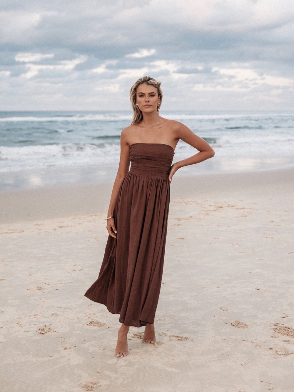 PETAL + PUP kayt strapless dress brown size S NWT - Picture 2 of 10